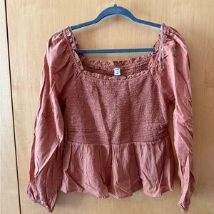 Women's Rust Smocked Top